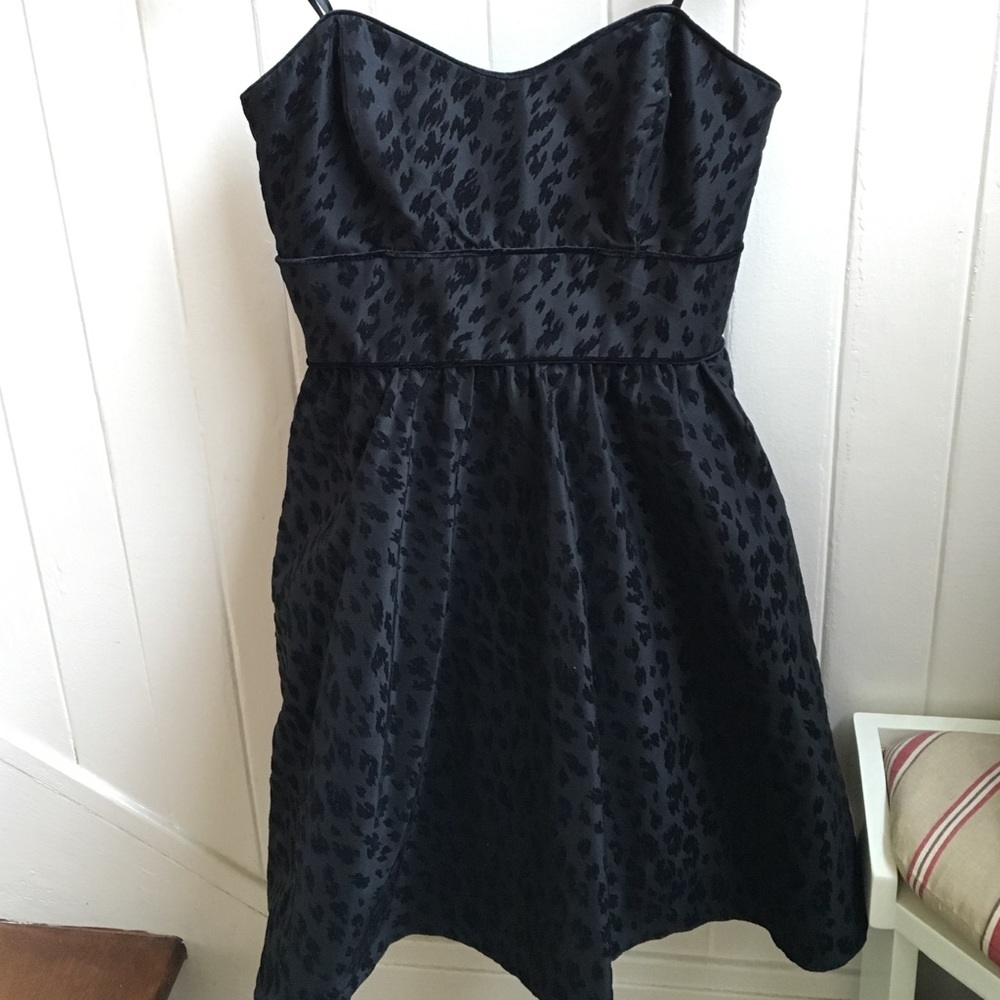 Vintage Jill Stuart Strapless Dress in Black Cheetah Print